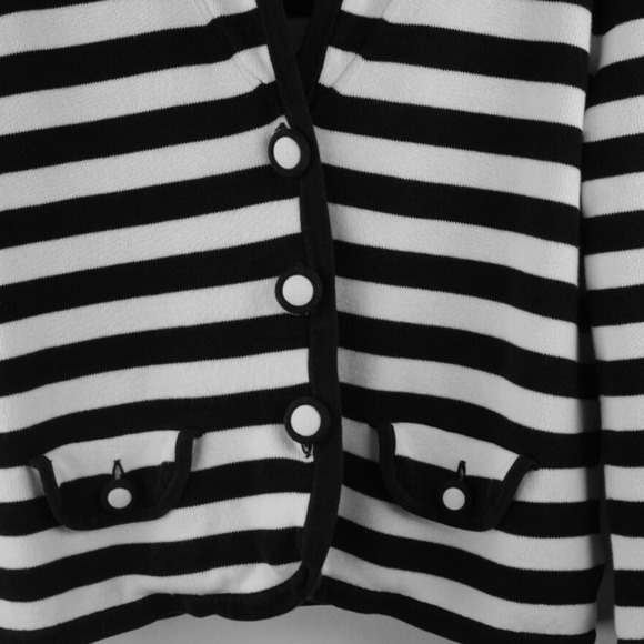 Banana Republic Women’s Size 2 Navy & White Striped Sweater Blazer - Picture 2 of 12